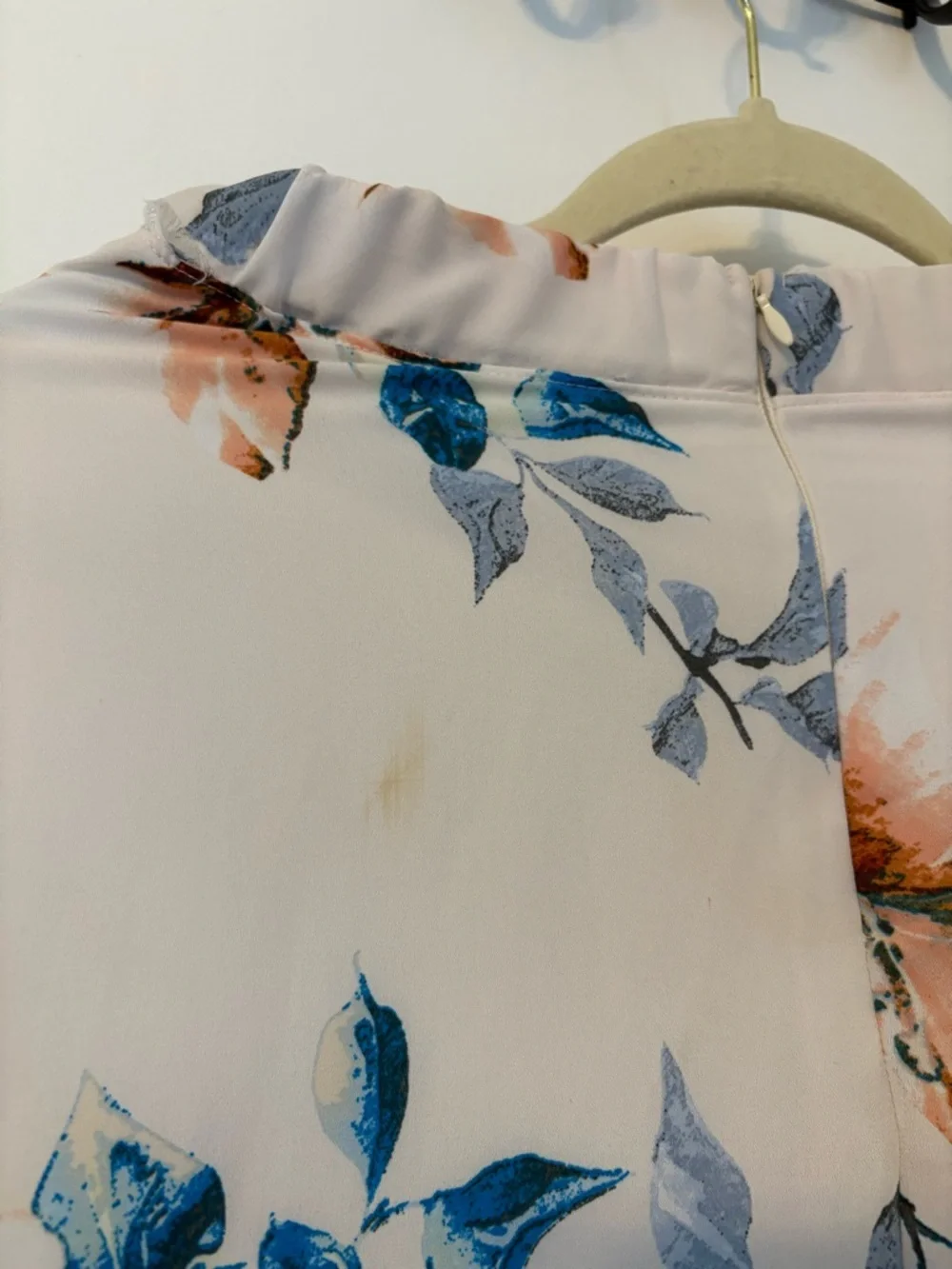 Floral Midi Skirt in Blush with Blue Accents - Picture 3 of 3